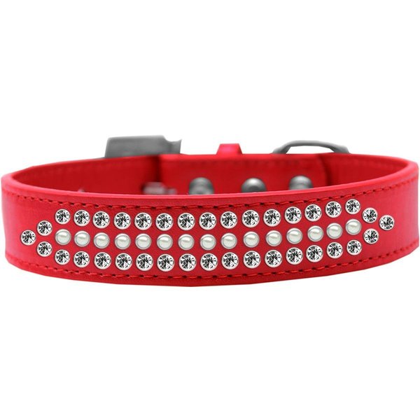 Mirage Pet Products Ritz Pearl & Clear Crystal Dog CollarRed Size 20 620-1 20-RD
